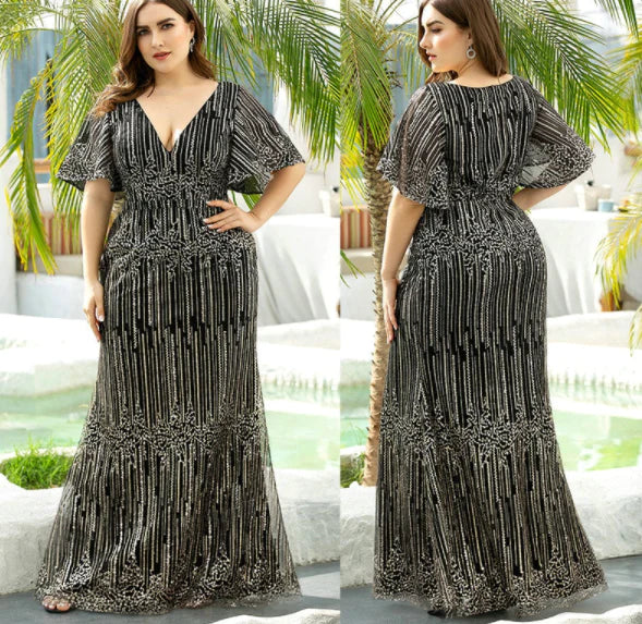 Vestido de Festa Longo com Detalhes Brilhantes (Pronta Entrega)