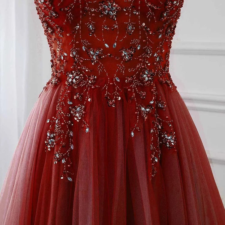 Vestido de Festa Luxo com Decoração em Cristais Florais (Pronta Entrega)