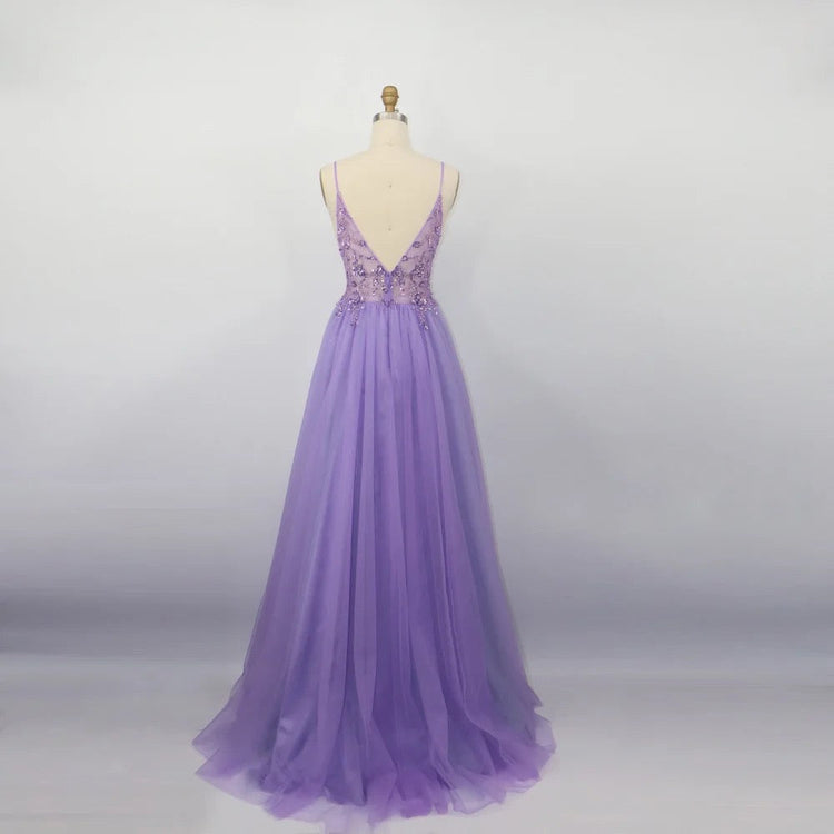 Vestido de Festa Luxo com Decoração em Cristais Florais (Pronta Entrega)