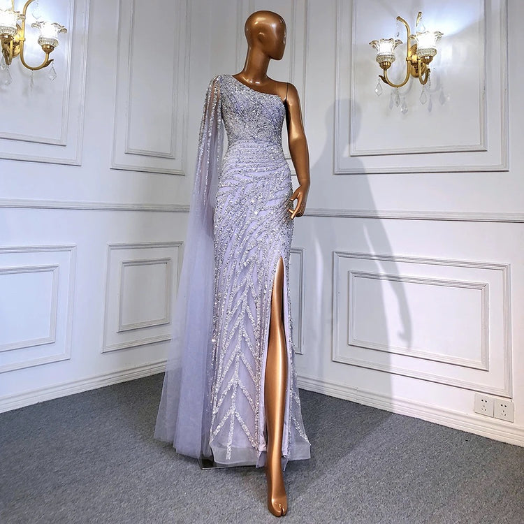 Vestido de Festa Luxo com Alça Manta Assimétrica - Modelo Especial