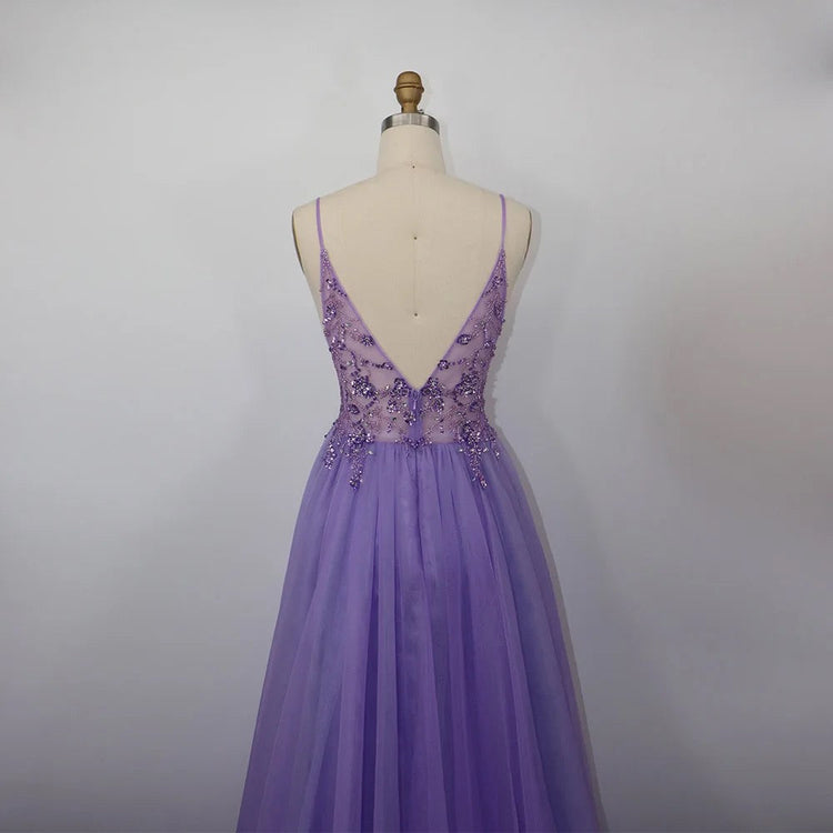 Vestido de Festa Luxo com Decoração em Cristais Florais (Pronta Entrega)