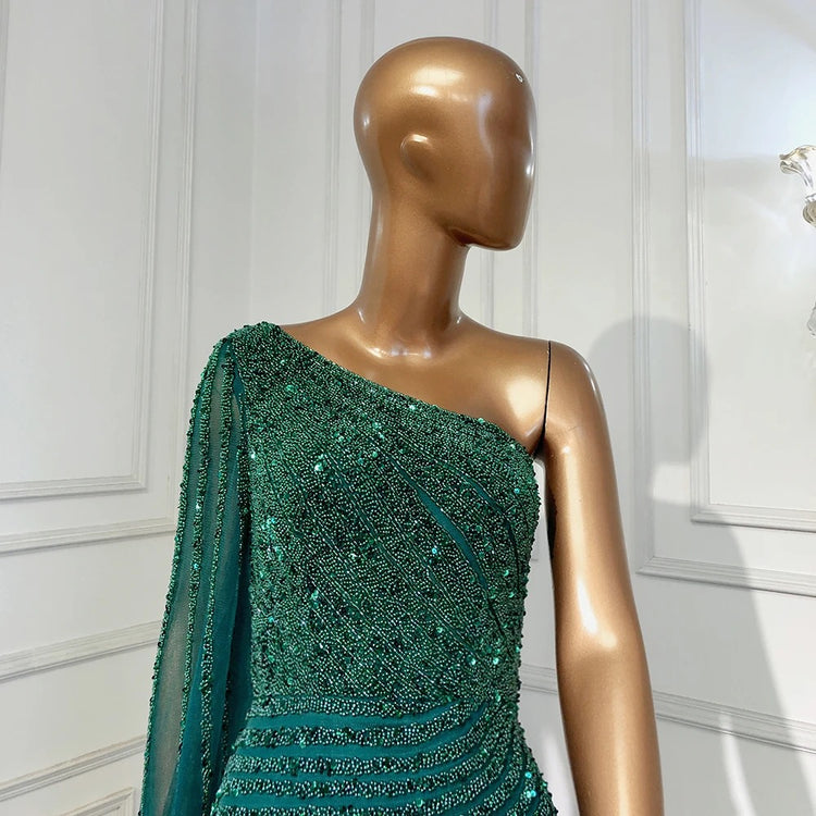 Vestido de Festa Luxo com Alça Manta Assimétrica - Modelo Especial