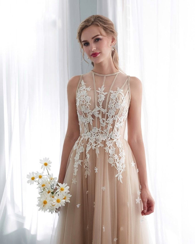 Vestido de Festa de Longo Brilho com Saia em Renda (Pronta Entrega)