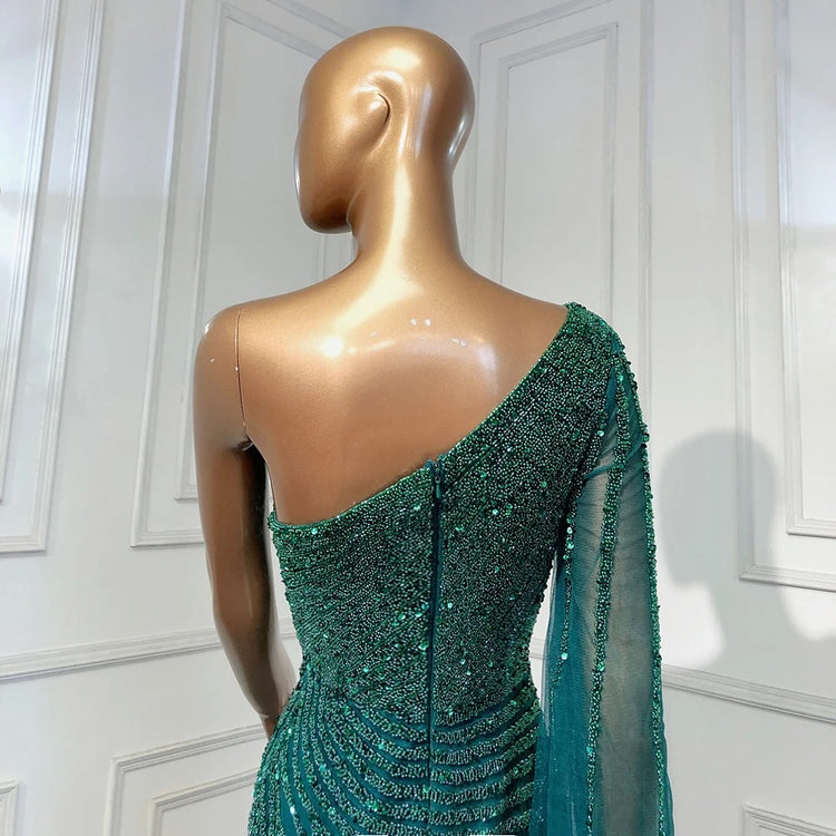 Vestido de Festa Luxo com Alça Manta Assimétrica - Modelo Especial