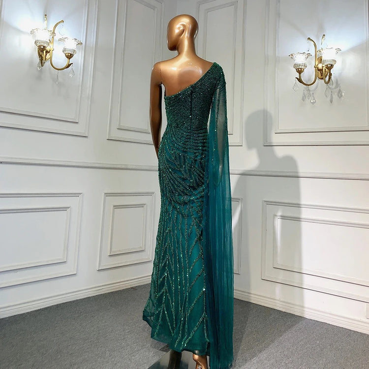 Vestido de Festa Luxo com Alça Manta Assimétrica - Modelo Especial