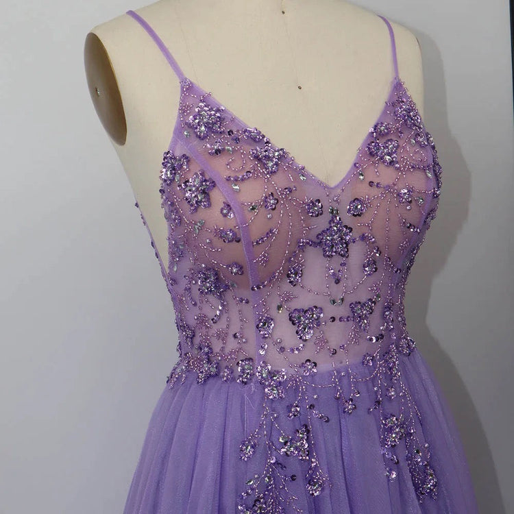 Vestido de Festa Luxo com Decoração em Cristais Florais (Pronta Entrega)