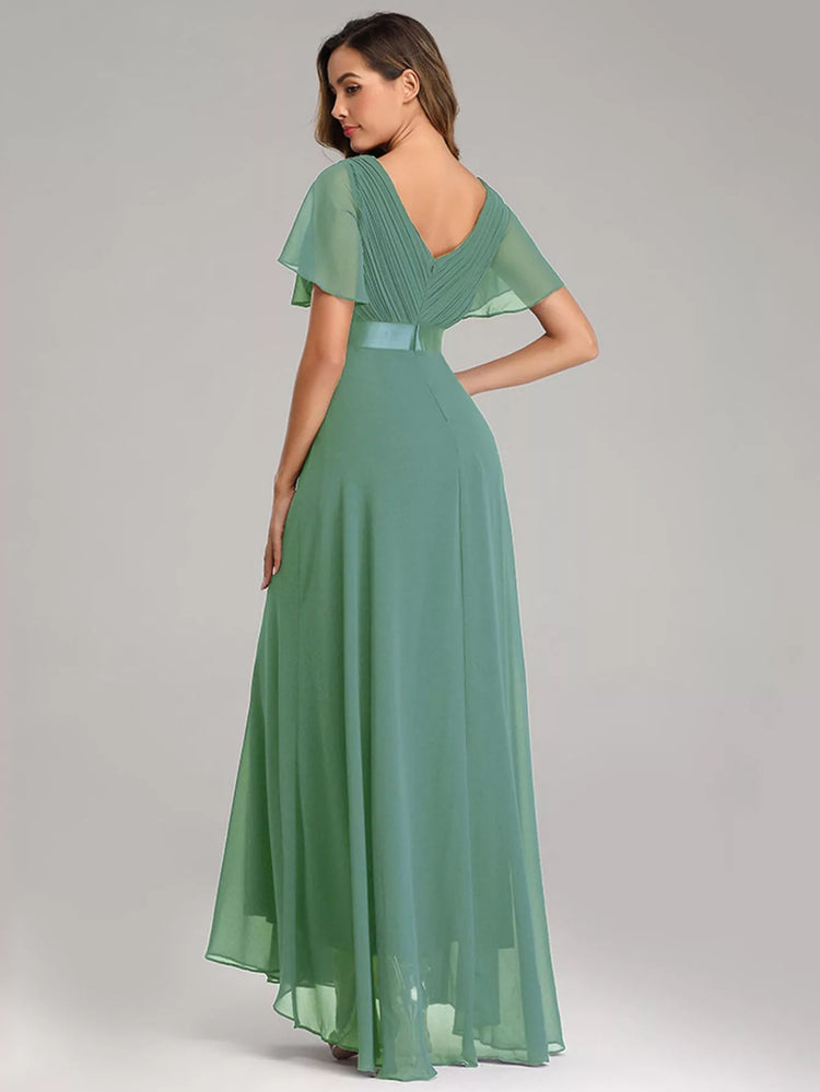 Vestido de Festa Longo com Faixa de Cetim Verde Menta
