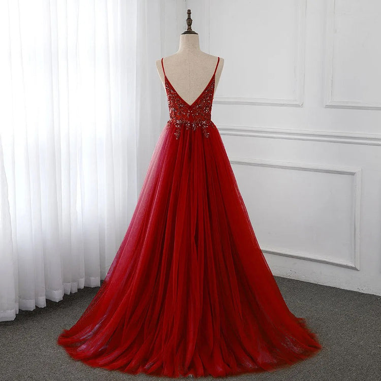 Vestido de Festa Luxo com Decoração em Cristais Florais (Pronta Entrega)