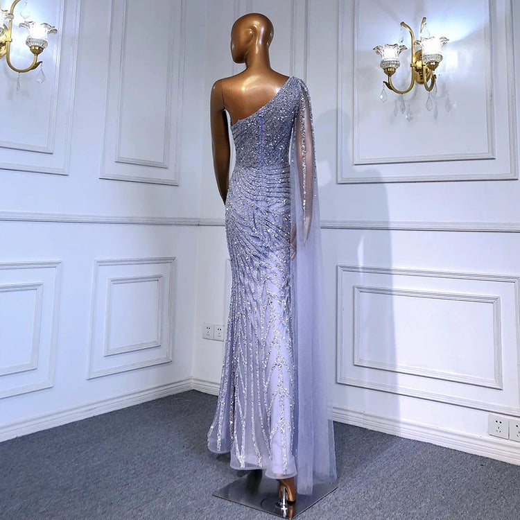 Vestido de Festa Luxo com Alça Manta Assimétrica - Modelo Especial
