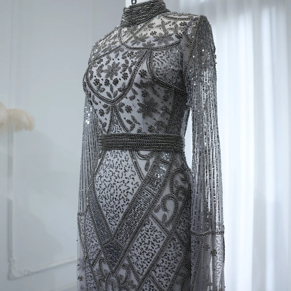 Vestido de Festa Elegante Prateado em Renda Rustico