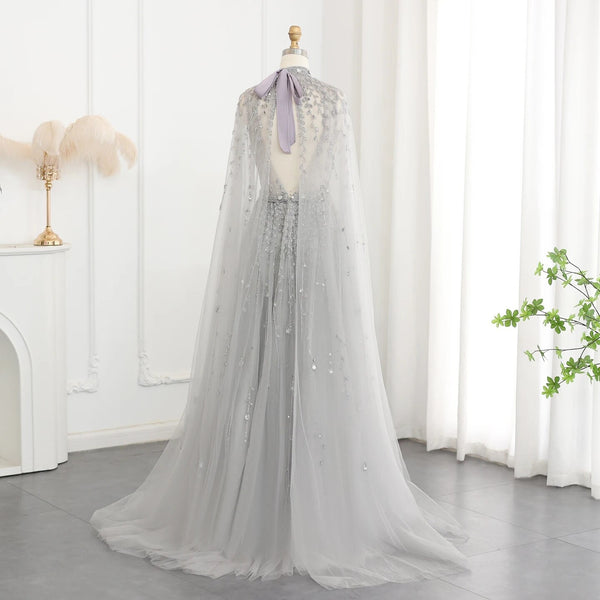 Vestido de Festa Maxi Luxo em Tecido Fluído Cravejado em Cristais - Modelo Especial