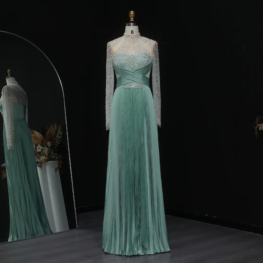 Vestido de Festa Luxo em Cetim Decorado com Cristais