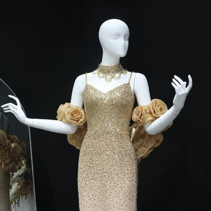 Vestido de Festa Dourado Charmoso Windsor