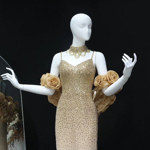 Vestido de Festa Dourado Charmoso Windsor