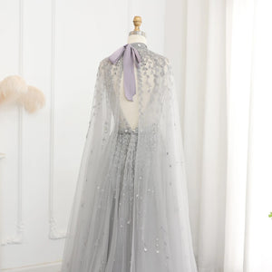 Vestido de Festa Maxi Luxo em Tecido Fluído Cravejado em Cristais - Modelo Especial