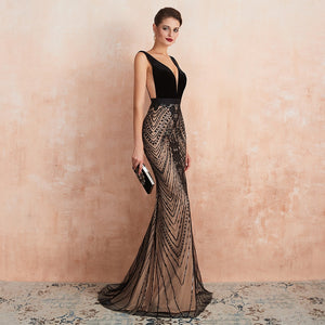 Vestido de Festa Luxo em Cetim Decorado com Cristais (Pronta Entrega)