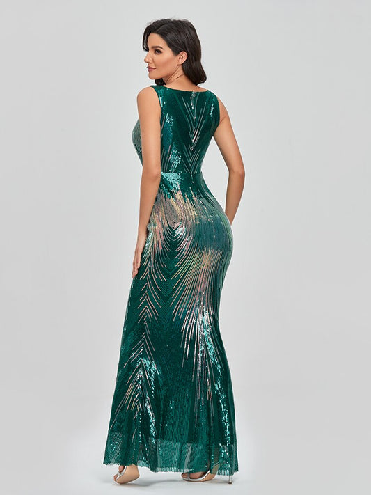 Vestidos de Festa Sereia Luxo com Brilho Verde (Pronta Entrega)