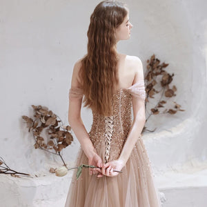 Vestido de Festa Longo em Tule Brilho Marfim (Pronta Entrega)