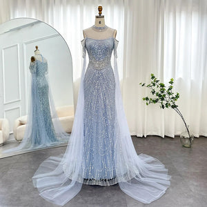 Vestido de Festa Longo com Manga em Renda Cristal - Modelo Especial