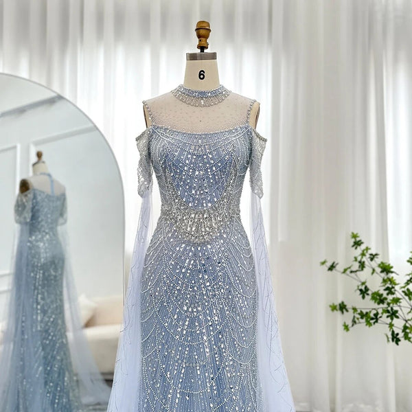 Vestido de Festa Longo com Manga em Renda Cristal - Modelo Especial