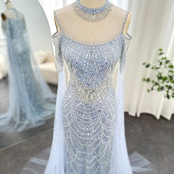 Vestido de Festa Longo com Manga em Renda Cristal - Modelo Especial