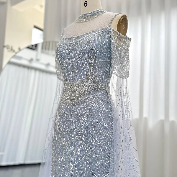 Vestido de Festa Longo com Manga em Renda Cristal - Modelo Especial