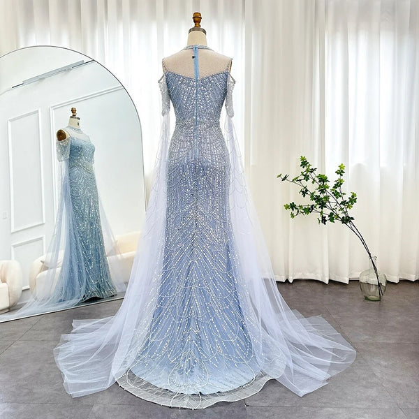 Vestido de Festa Longo com Manga em Renda Cristal - Modelo Especial