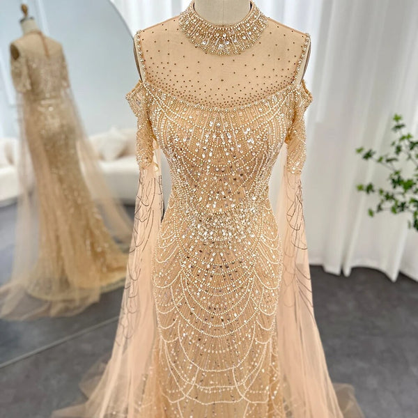 Vestido de Festa Longo com Manga em Renda Cristal - Modelo Especial