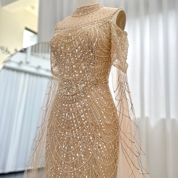 Vestido de Festa Longo com Manga em Renda Cristal - Modelo Especial