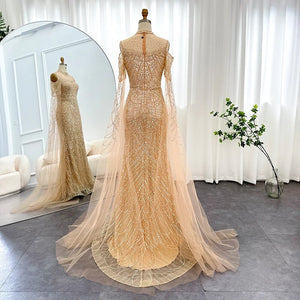 Vestido de Festa Longo com Manga em Renda Cristal - Modelo Especial