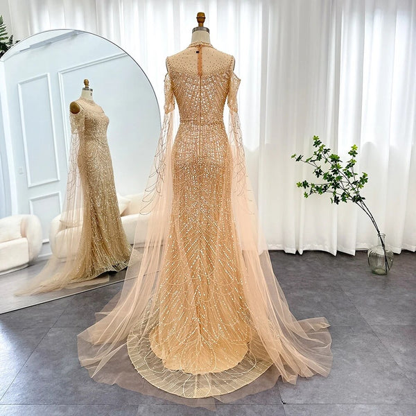 Vestido de Festa Longo com Manga em Renda Cristal - Modelo Especial