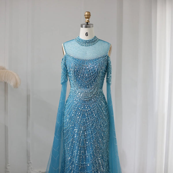 Vestido de Festa Longo com Manga em Renda Cristal - Modelo Especial