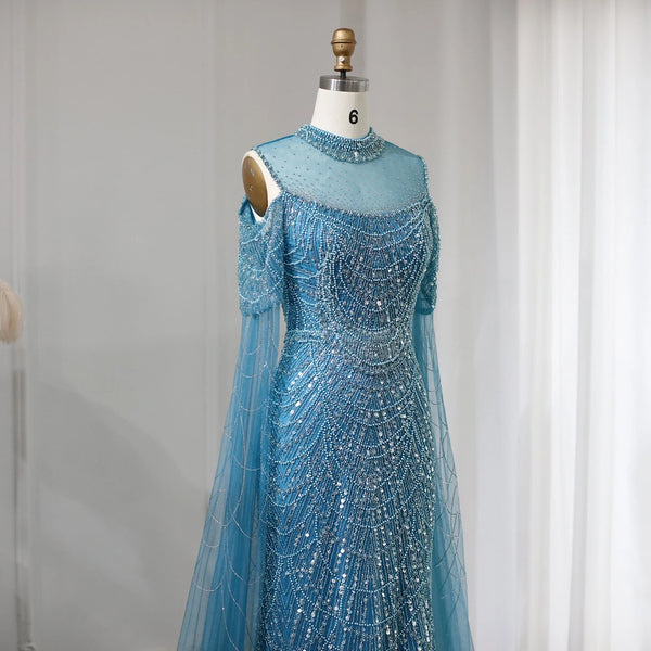 Vestido de Festa Longo com Manga em Renda Cristal - Modelo Especial