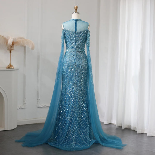 Vestido de Festa Longo com Manga em Renda Cristal - Modelo Especial