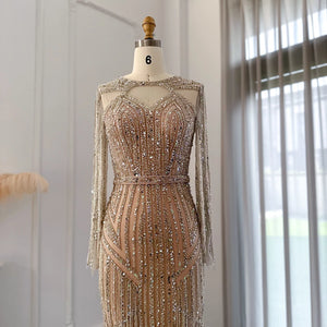 Vestido de Festa Luxuoso Sereia com Pedrarias e Tassel