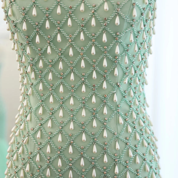 Vestido de Festa Maxi Luxo Totalmente Adornado com Pérolas e Cristais - Modelo Especial
