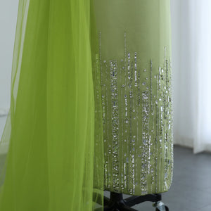 Vestido de Festa Cristais e Renda Longa