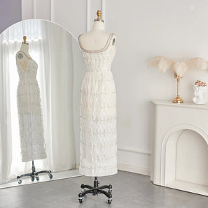 Vestido de Festa Longo em Cristais Branco Montpellier - Modelo Especial