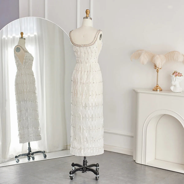 Vestido de Festa Longo em Cristais Branco Montpellier - Modelo Especial