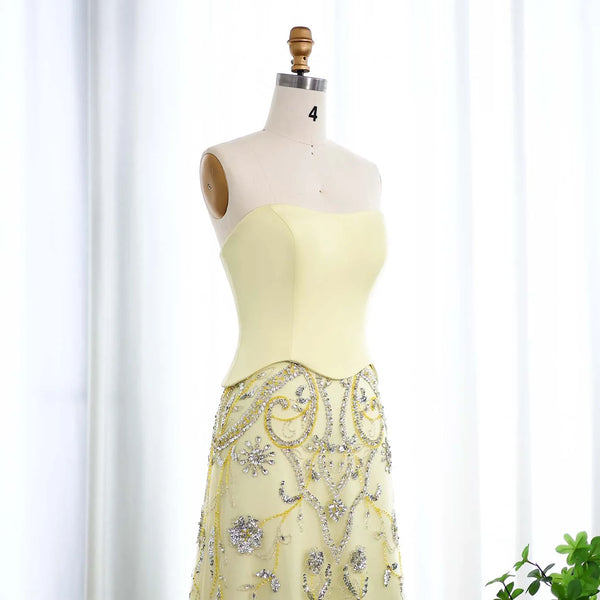 Vestido de Festa Longo Luxo com Cristais Saia em Renda