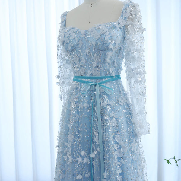 Vestido de Festa Longo Romântico Todo Decorado em Flores e Pedraria