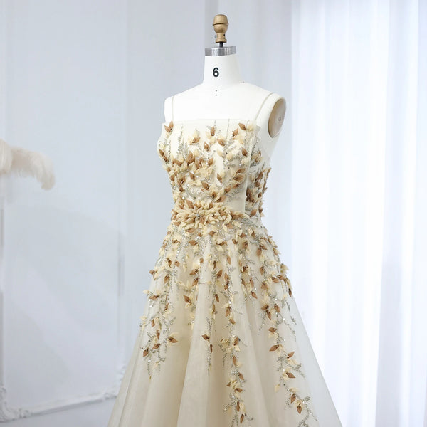 Vestido de Festa Longo com Flores Moderno 3D