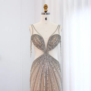 Vestido de Festa Longo com Cristais Butterfly Champanhe