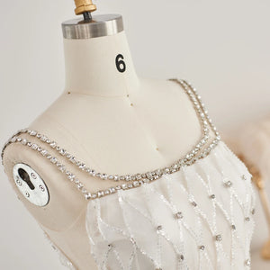 Vestido de Festa Longo em Cristais Branco Montpellier - Modelo Especial