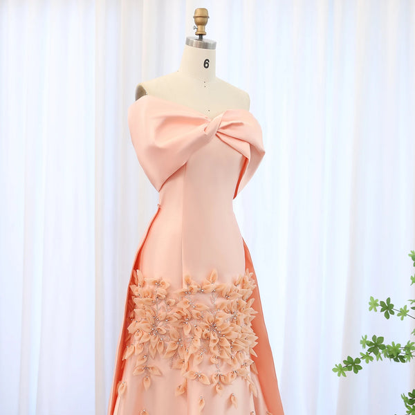 Vestido de Festa Pétala Rosa Empoeirado Elegante 3D - Modelo Especial