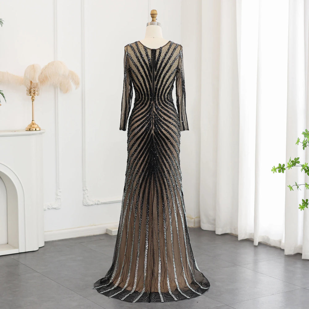 Vestido de Festa Ondulações Preto Longo - Modelo Especial