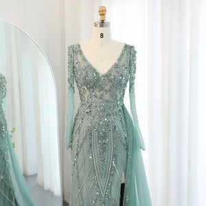 Vestido de Festa Jasmine Longo com Manga em Renda