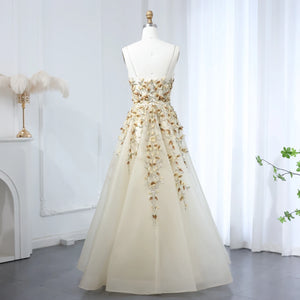Vestido de Festa Longo com Flores Moderno 3D