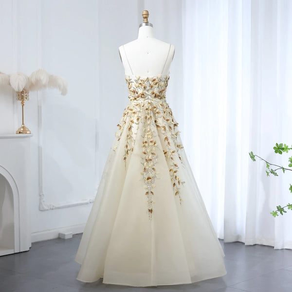 Vestido de Festa Longo com Flores Moderno 3D