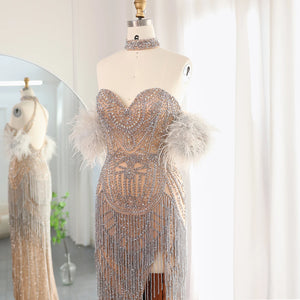 Vestido de Festa Luxo Sereia Ornamentado com Cristais